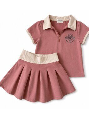 Montée Girls Pink Tennis Polo Pleated Skirt Set Size 5